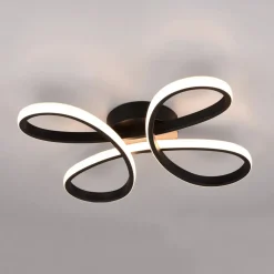 Loftlamper ^ Trio Lighting Fly LED-loftslampe, mat sort, 3.000 K, 40 cm x 40 cm
