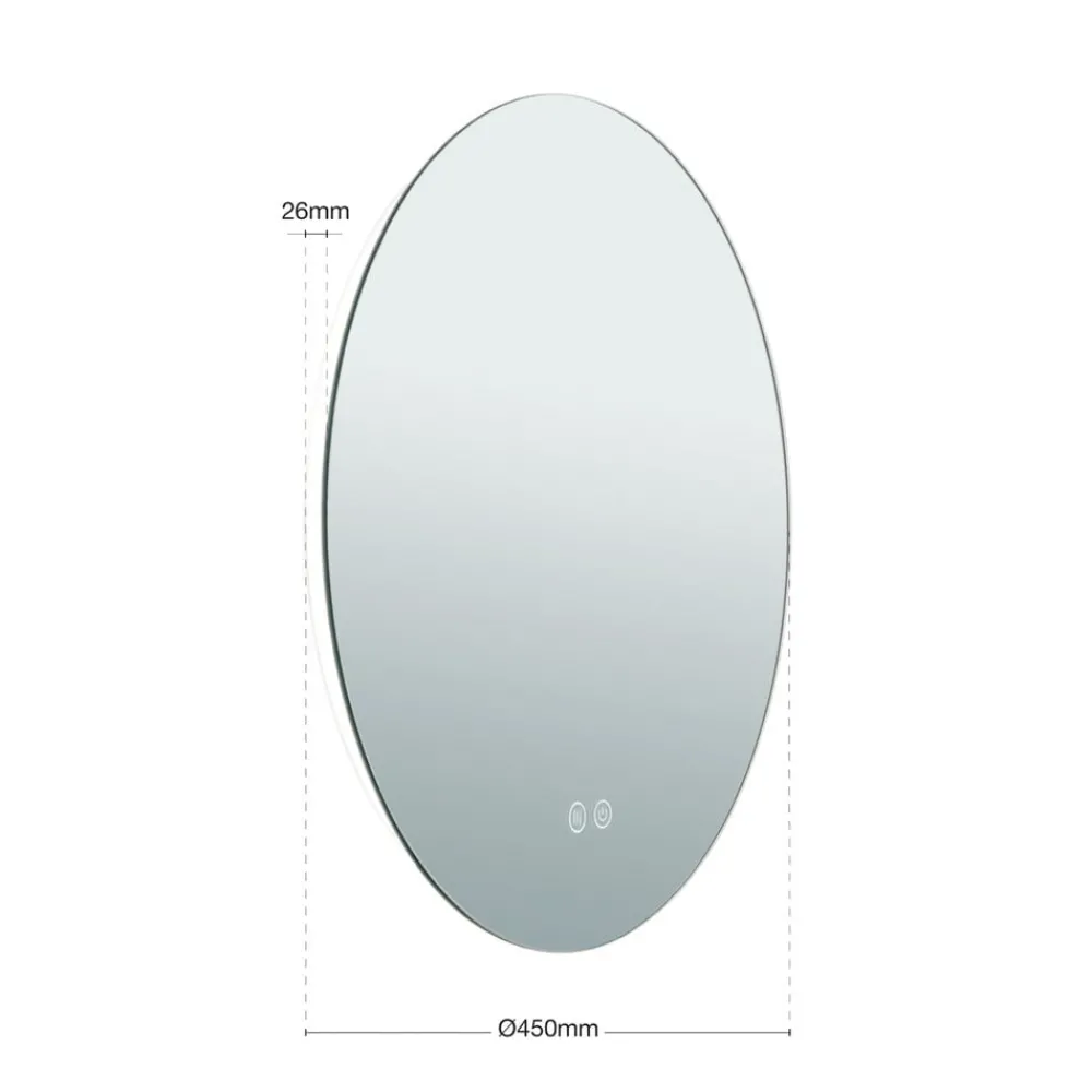 Møbel Og Interiør ^ ORION Focus LED-spejl, Ø 45 cm, CCT, antidug, berøringsdæmper