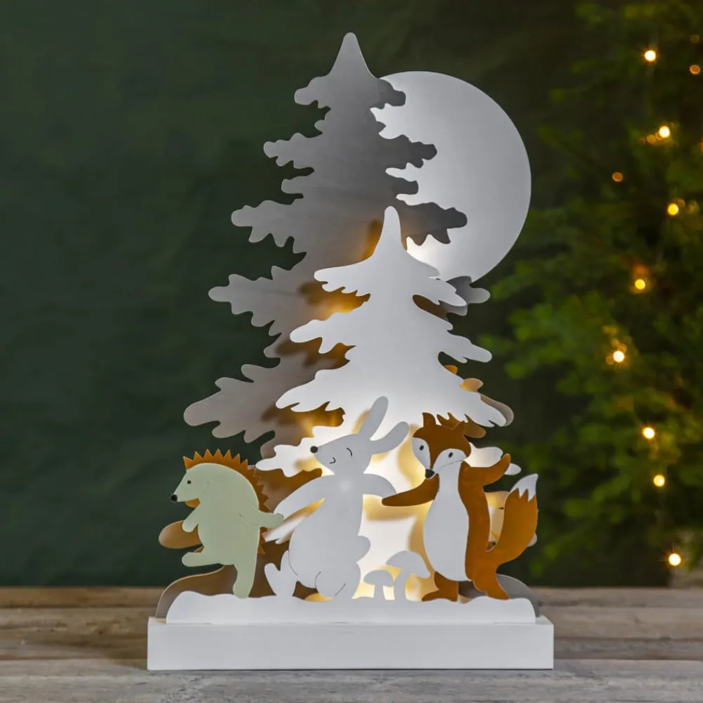 Dekorationsbelysning ^ STAR TRADING Forest Friends LED-dekolampe, hare, ræv, pindsvin