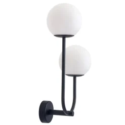 Forlight Væg- Og Spejllamper|Væglamper > væglampe Sfera Double, sort, glas, bredde 23 cm