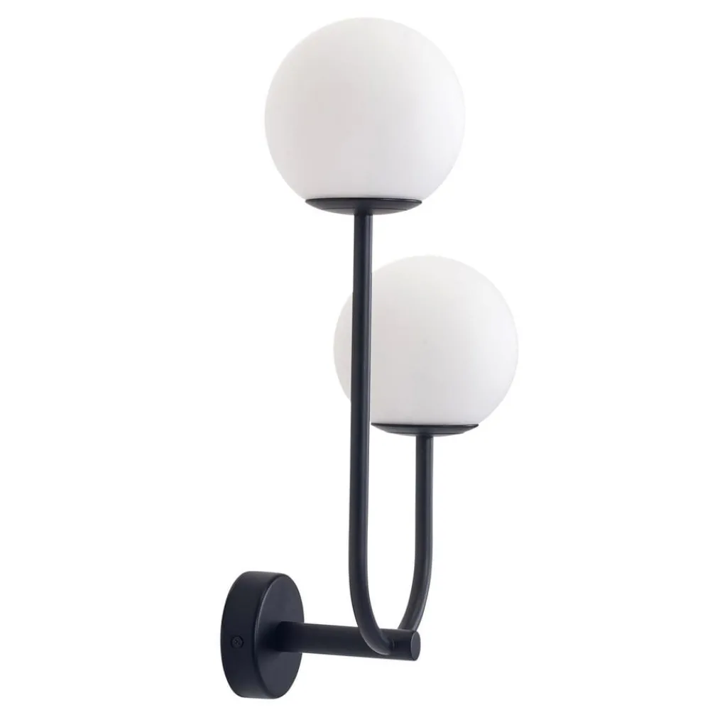 Forlight Væg- Og Spejllamper|Væglamper > væglampe Sfera Double, sort, glas, bredde 23 cm
