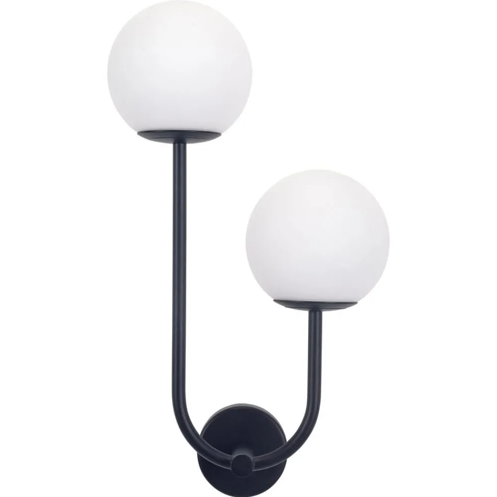 Forlight Væg- Og Spejllamper|Væglamper > væglampe Sfera Double, sort, glas, bredde 23 cm