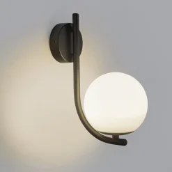 Forlight Væg- Og Spejllamper|Væglamper > væglampe Sfera Single, sort, glas, bredde 12 cm
