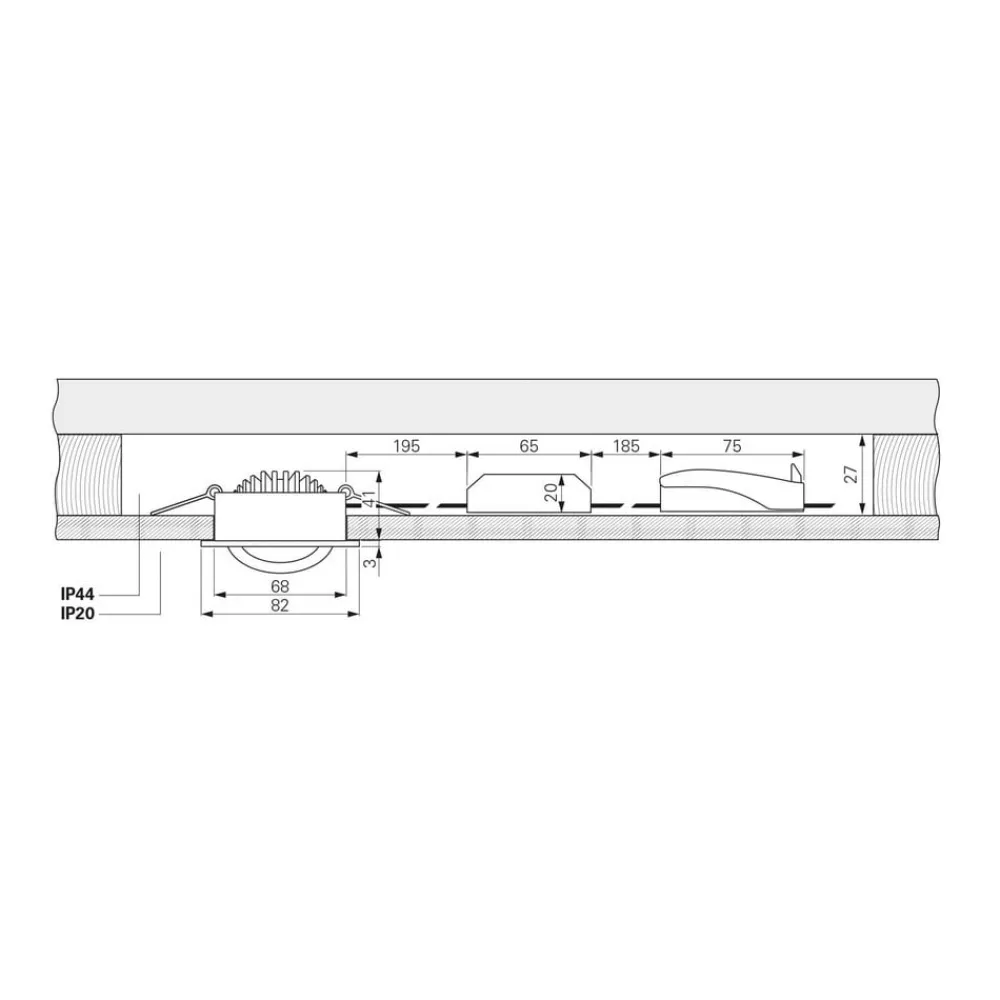 Deko-Light Loftlamper|Indbygningsspots > Forsænket loftlampe Dione, IP44, 3.000 K, hvid, dæmpbar