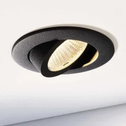 Loftlamper|Indbygningsspots ^ Deko-Light Forsænket loftlampe Dione, IP44, 3.000 K, sort, dæmpbar