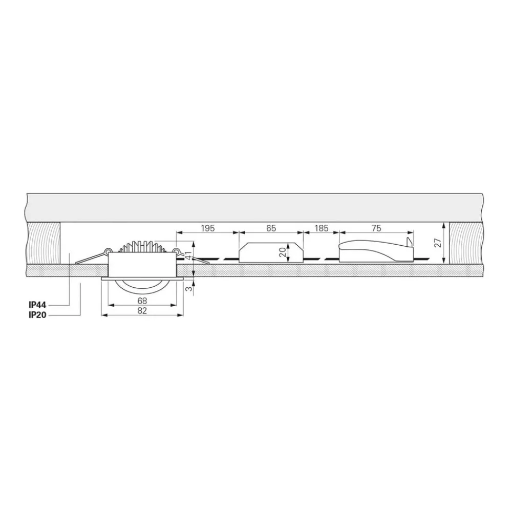 Deko-Light Loftlamper|Indbygningsspots > Forsænket loftlampe Dione, IP44, 2.700 K, hvid, dæmpbar