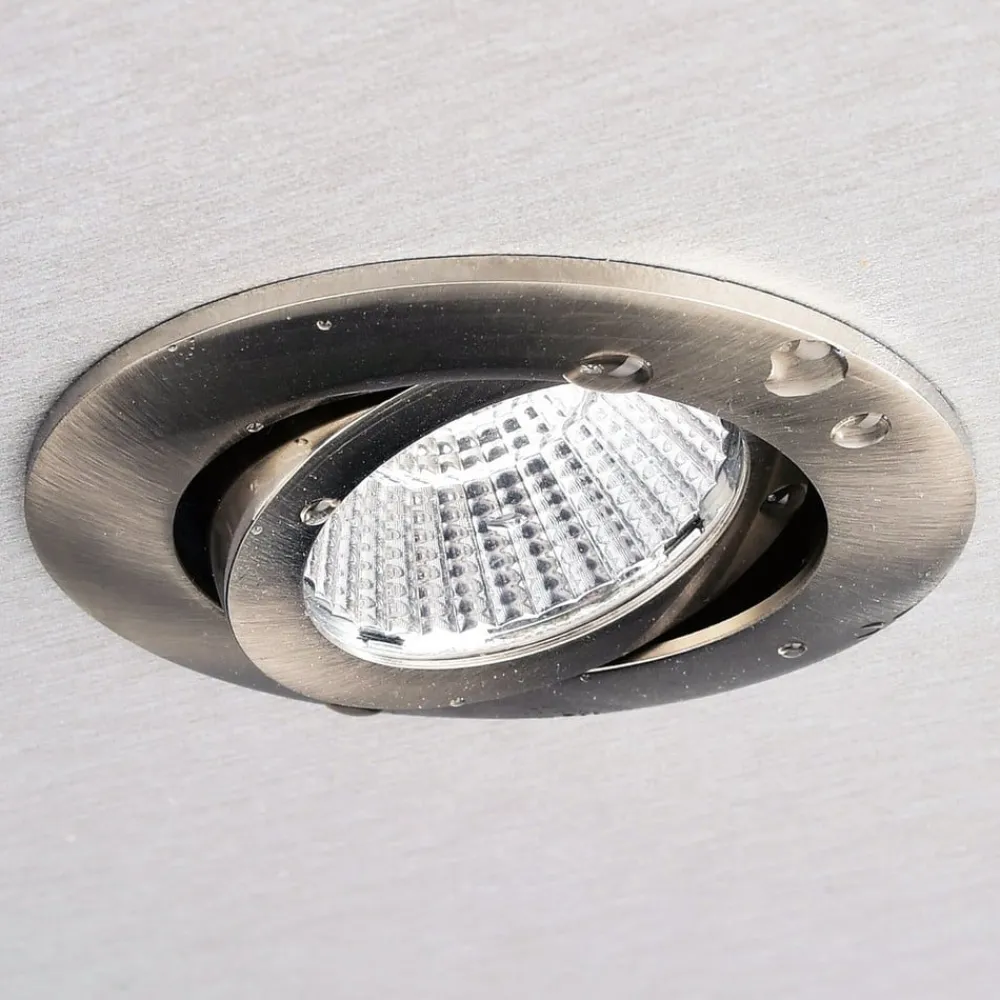 Loftlamper ^ Deko-Light Forsænket loftlampe Dione, IP44, 4.000 K, nikkel, dæmpbar