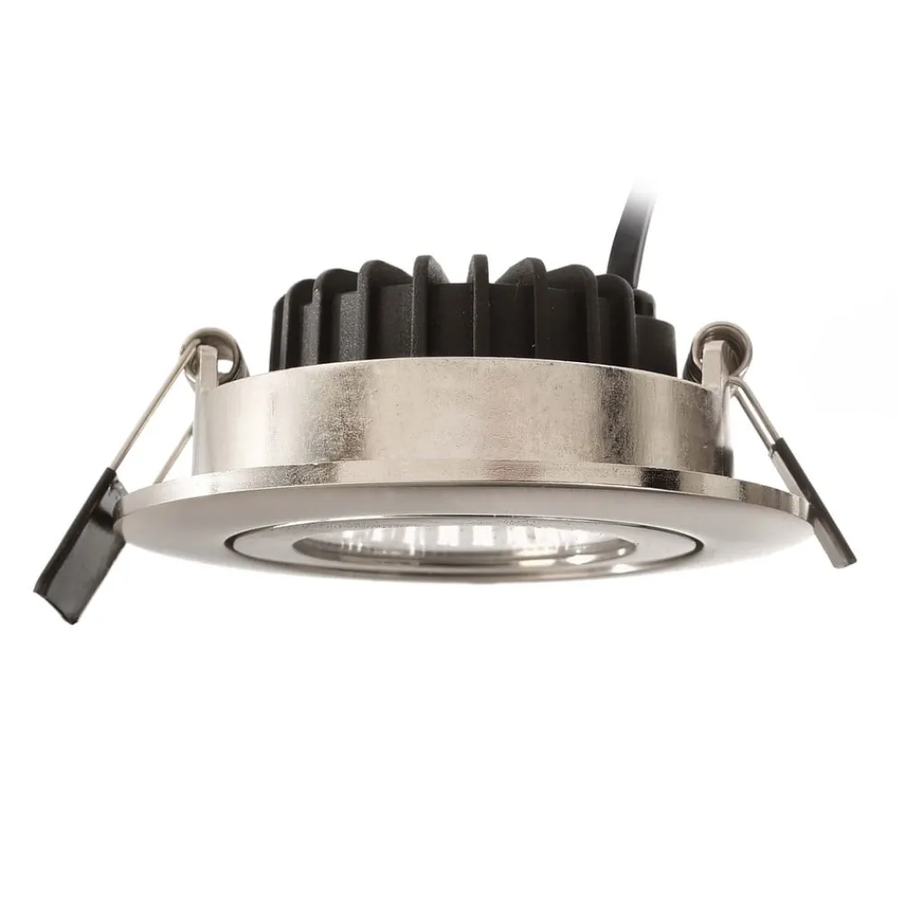 Indbygningsspots ^ Deko-Light Forsænket loftlampe Dione, IP44, 3.000 K, nikkel, dæmpbar