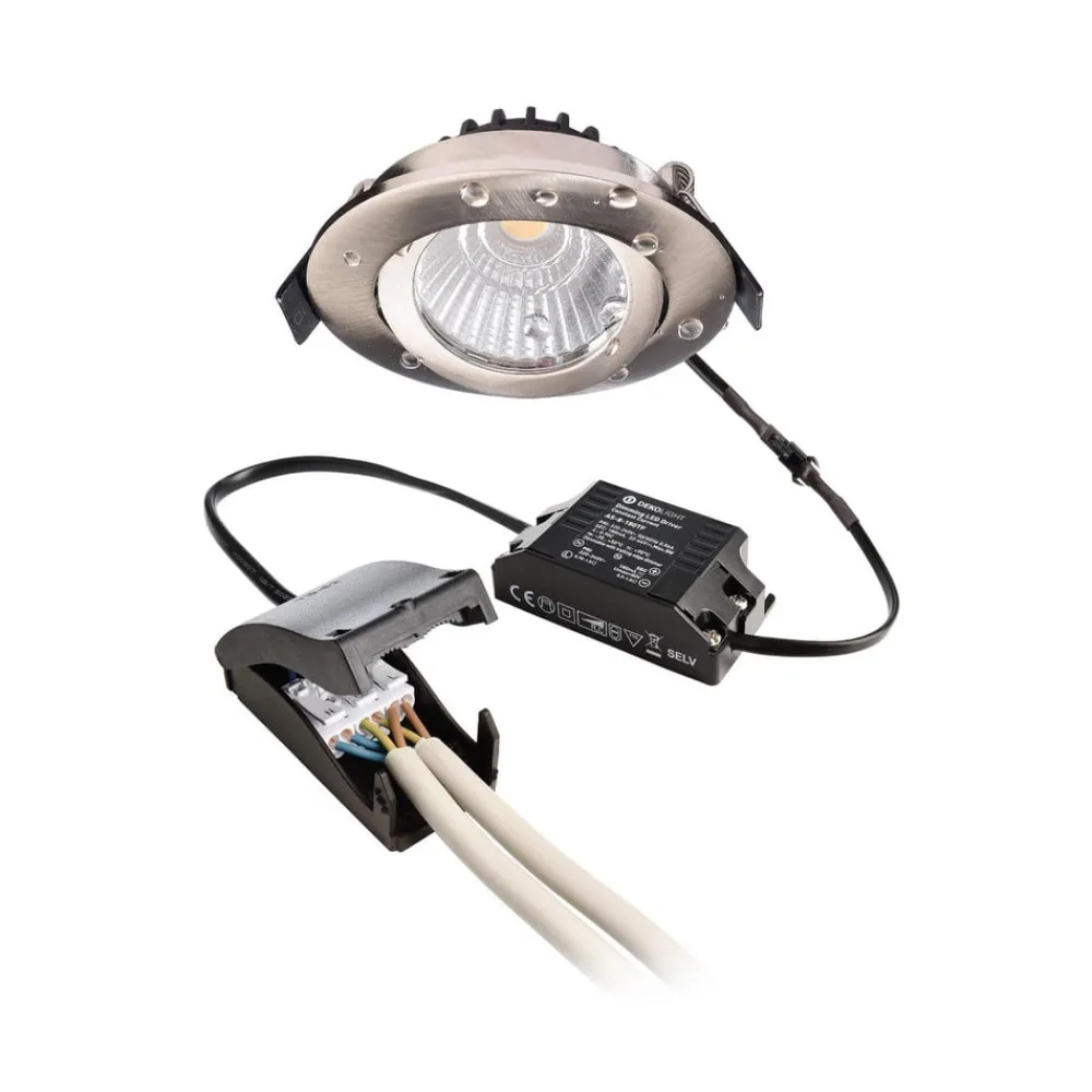 Deko-Light Loftlamper > Forsænket loftlampe Dione, IP44, nikkel, dæmpbar til varm