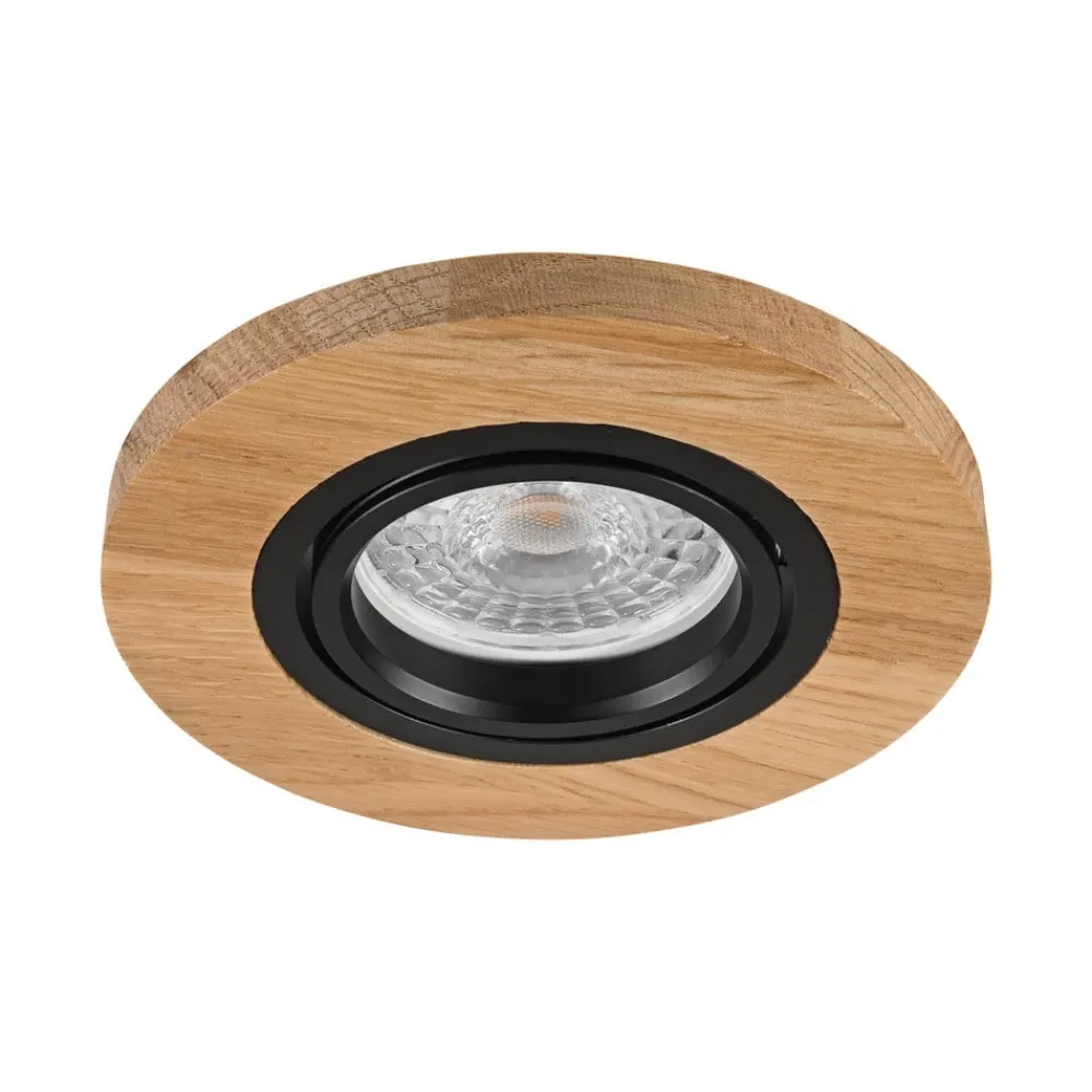 Lamkur Lighting Indbygningsspots > Forsænket loftlampe Tobby, Ø 10 cm, egetræ, GU10