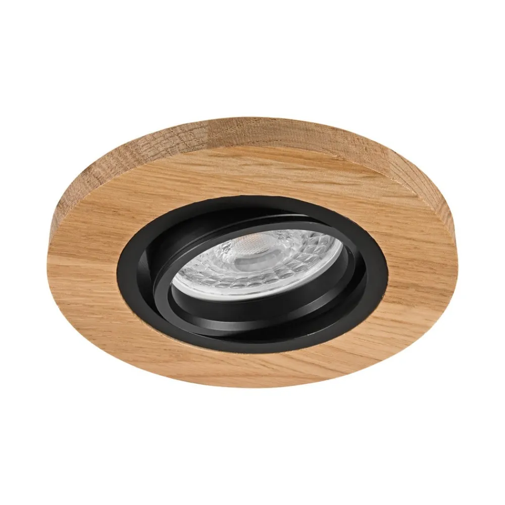 Lamkur Lighting Indbygningsspots > Forsænket loftlampe Tobby, Ø 10 cm, egetræ, GU10