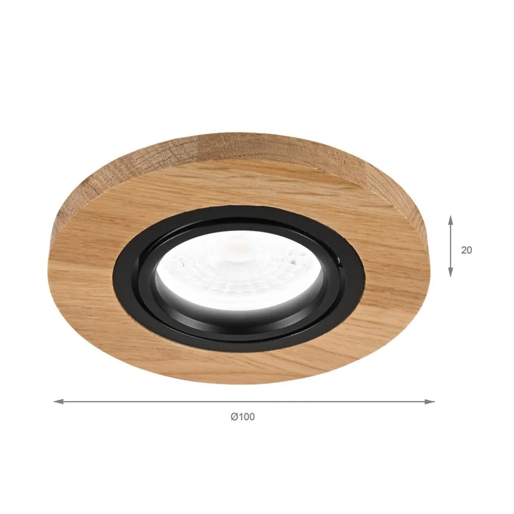 Lamkur Lighting Indbygningsspots > Forsænket loftlampe Tobby, Ø 10 cm, egetræ, GU10