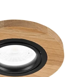 Lamkur Lighting Indbygningsspots > Forsænket loftlampe Tobby, Ø 10 cm, egetræ, GU10