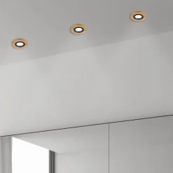 Lamkur Lighting Indbygningsspots > Forsænket loftlampe Tobby, Ø 10 cm, 3 stk. sæt, egetræ GU10