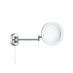 Møbel Og Interiør ^ Searchlight Forstørrende LED-spejl, kromfarvet/frostet, IP44, Ø 20 cm