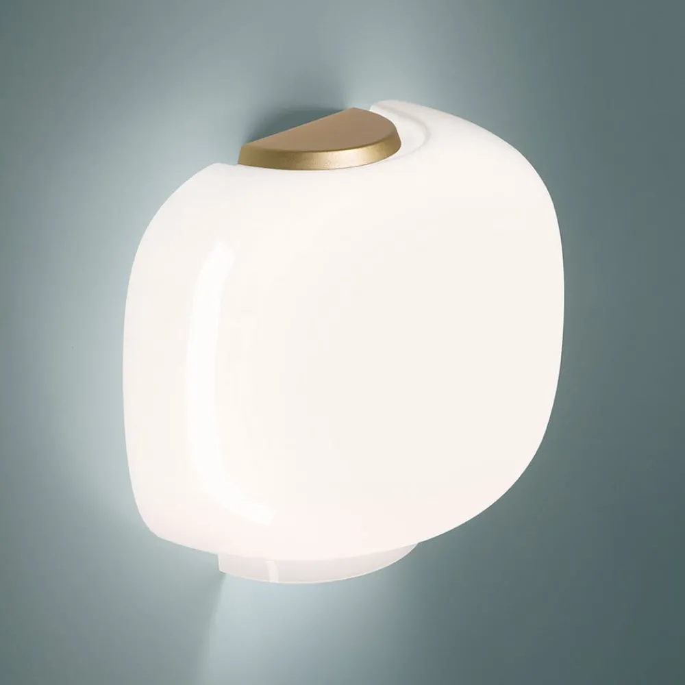 Væglamper ^ Foscarini Chouchin 3 Semi væglampe, hvid/guld