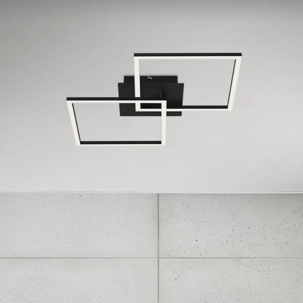 Loftlamper ^ Briloner Frame LED-loftlampe, 2 lyskilder, Switch dim, sort