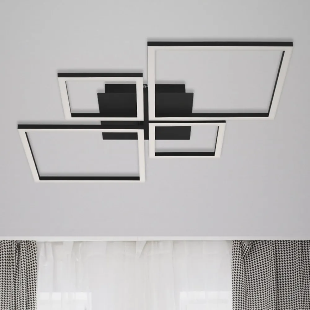 Loftlamper|Loftlamper ^ Briloner Frame LED-loftlampe, step dim, 4 lyskilder, sort