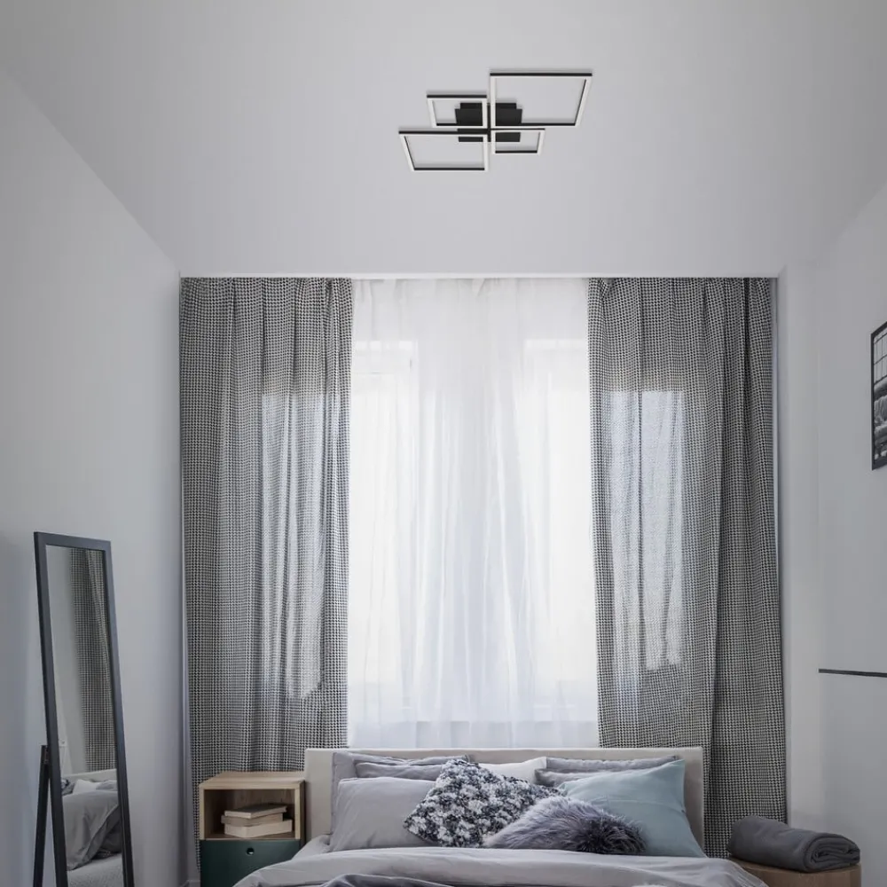 Loftlamper|Loftlamper ^ Briloner Frame LED-loftlampe, step dim, 4 lyskilder, sort