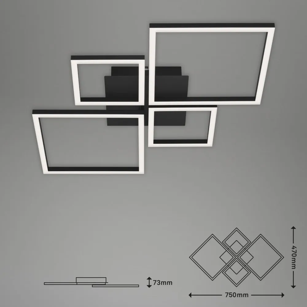 Loftlamper|Loftlamper ^ Briloner Frame LED-loftlampe, step dim, 4 lyskilder, sort