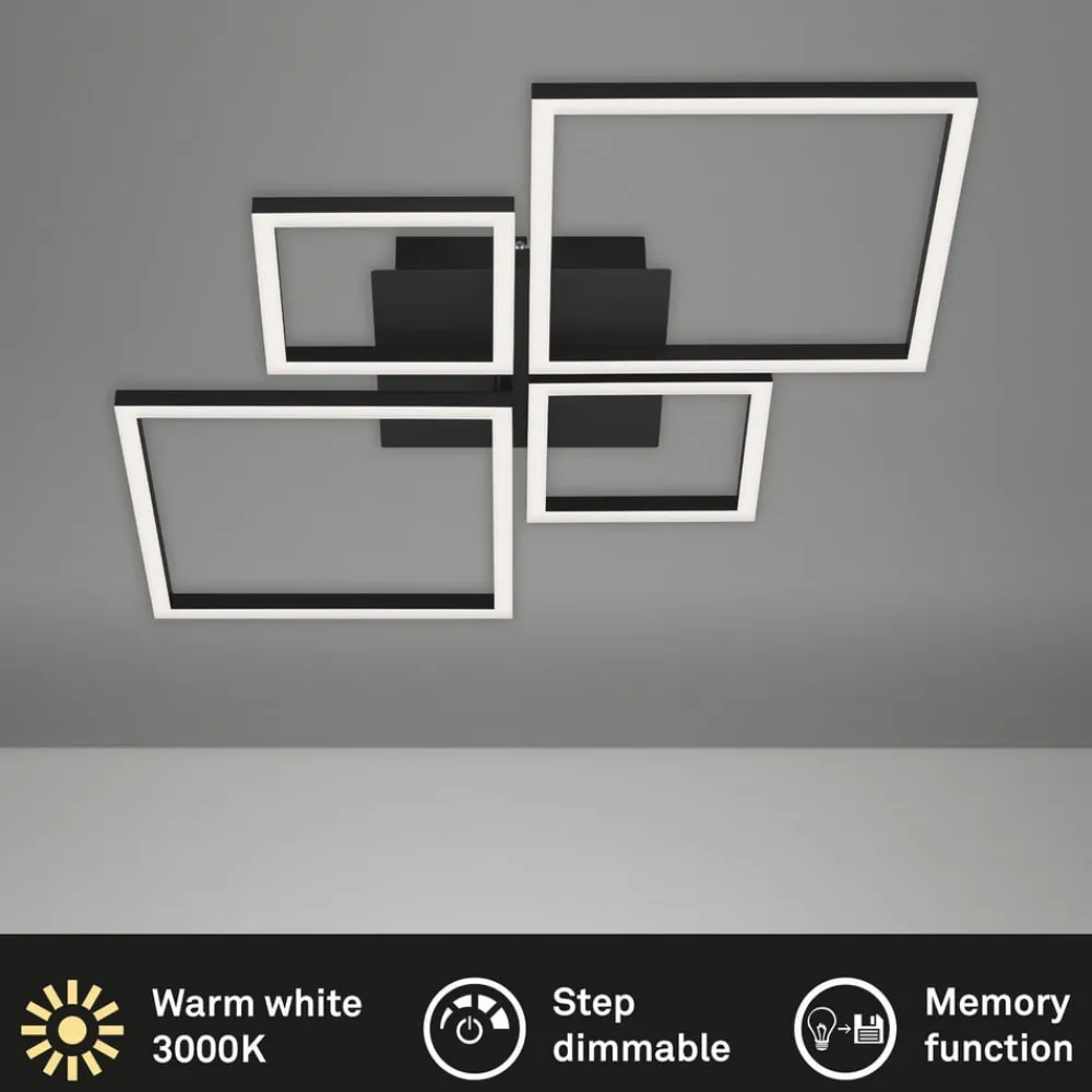 Loftlamper|Loftlamper ^ Briloner Frame LED-loftlampe, step dim, 4 lyskilder, sort