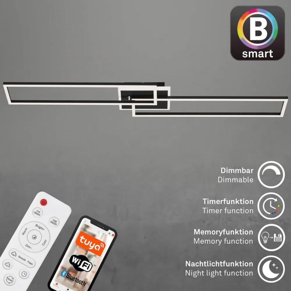 Briloner Arbejdsrum/Kontor|Loftlamper > Frame S LED-loftlampe CCT 110x24,8 cm sort