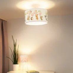 Duolla Loftlamper > Freddy hængelampe, Ø 35 cm, farverig, dyr, stof, E27