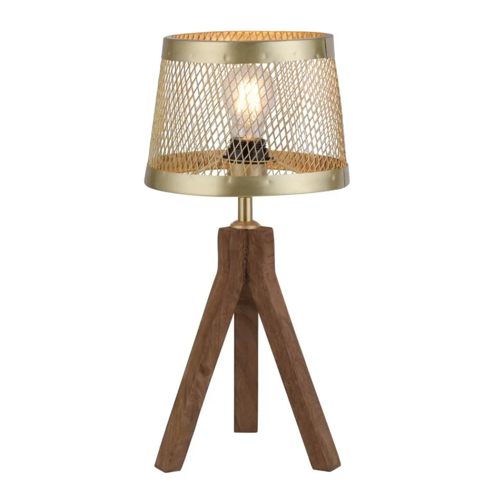 Bordlamper ^ JUST LIGHT. GmbH Frederik bordlampe i træ, trefod