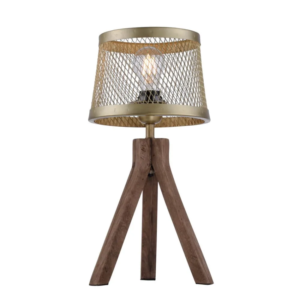 Bordlamper ^ JUST LIGHT. GmbH Frederik bordlampe i træ, trefod