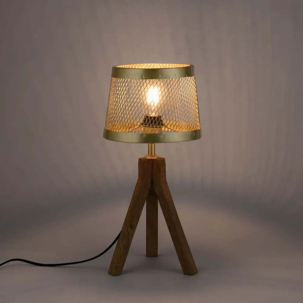 Bordlamper ^ JUST LIGHT. GmbH Frederik bordlampe i træ, trefod