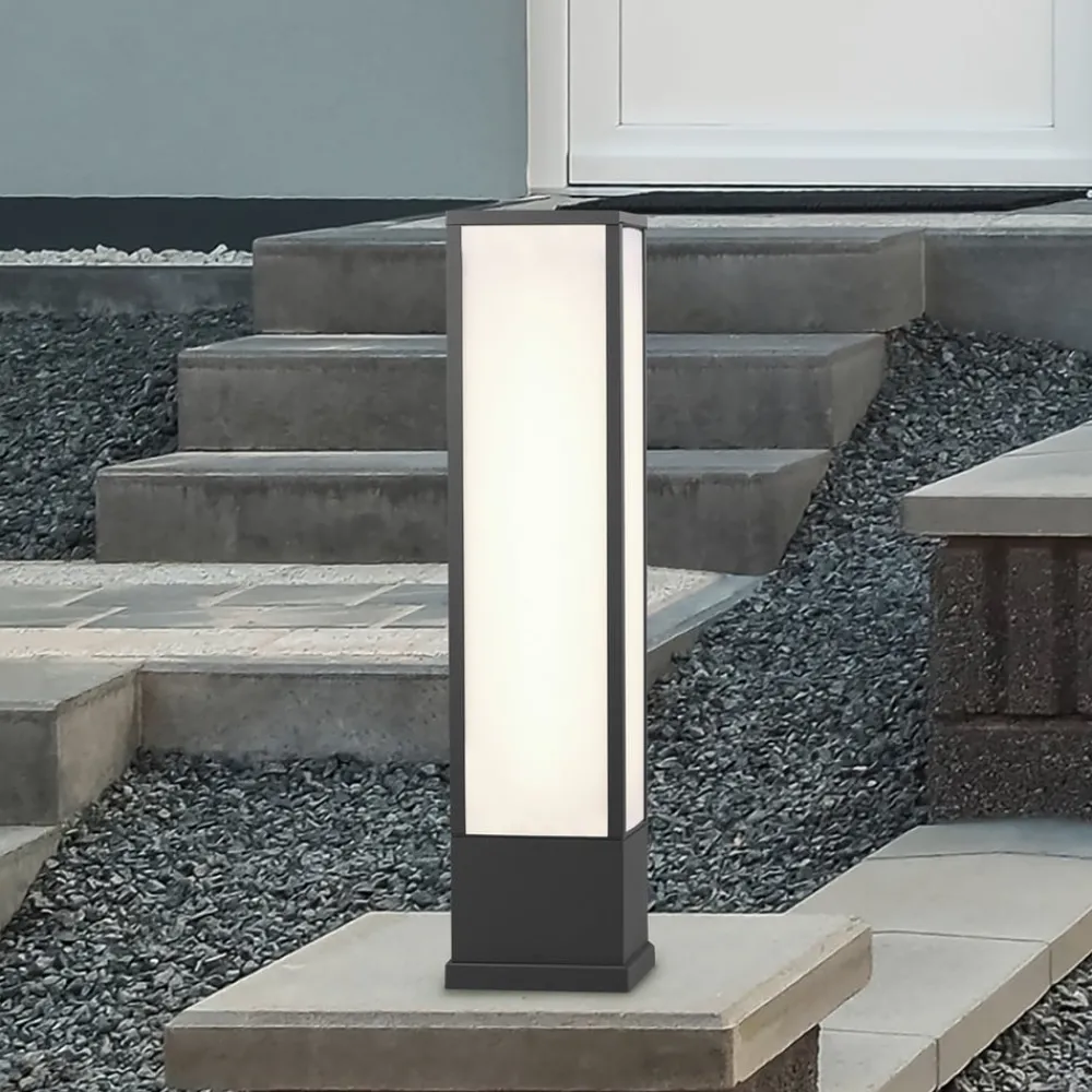 Sokkellamper ^ Trio Lighting Fuerte LED-sokkellampe, antracit, aluminium, IP54