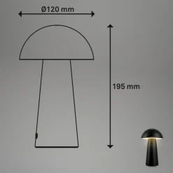Dekorationsbelysning|Terrassebelysning ^ Briloner Fungo Mini LED-bordlampe, sort, touch, plast