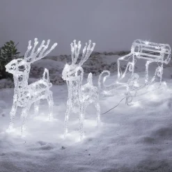 Julepynt|Julefigurer Udendørs ^ Konstsmide Christmas Funklende LED udendørs dekoration rensdyr med slæde