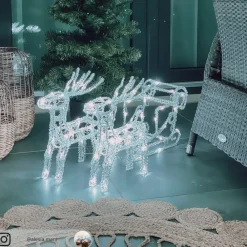 Julepynt|Julefigurer Udendørs ^ Konstsmide Christmas Funklende LED udendørs dekoration rensdyr med slæde