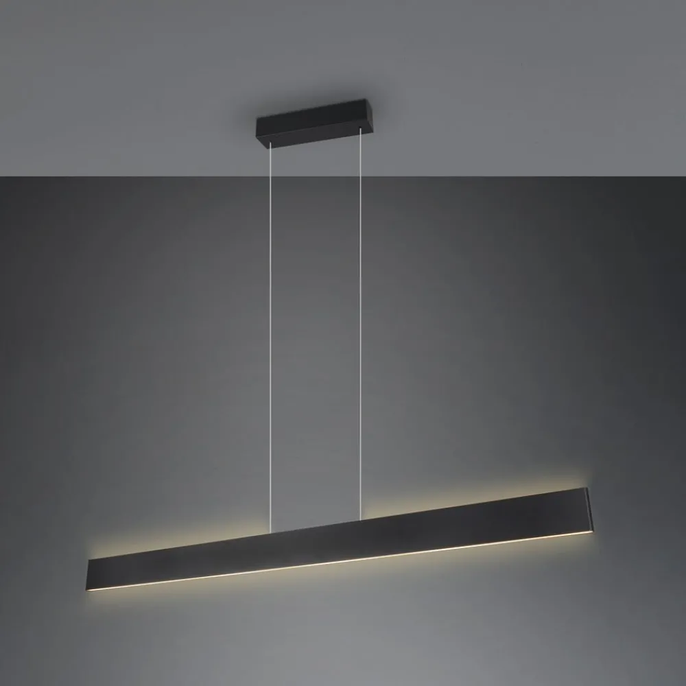 Arbejdsrum/Kontor|Pendellamper ^ Trio Lighting Galway hængelampe, mat sort, op/ned, CCT, metal