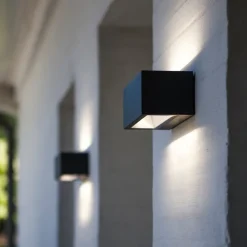 Væglamper ^ LUTEC Gemini udendørs LED-væglampe, 22 cm, 3.000 K, sort