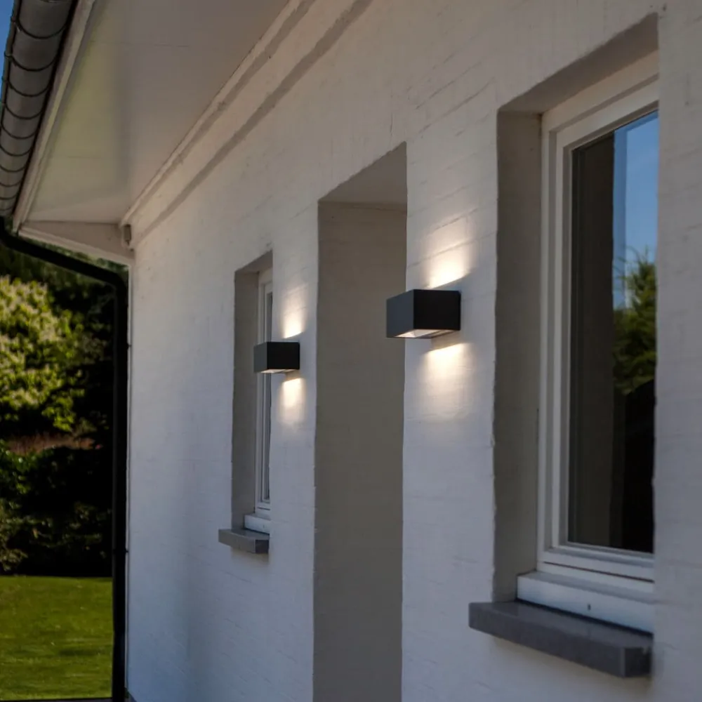 Væglamper ^ LUTEC Gemini udendørs LED-væglampe, 22 cm, 3.000 K, sort