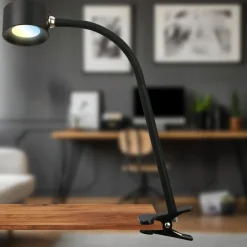 Arbejdsrum/Kontor|Bordlamper ^ Briloner Genopladelig klemmelampe Tari, sort, CCT, touchdæmper, USB