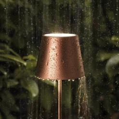 Sigor Dekorationsbelysning|Terrassebelysning > Genopladelig LED-bordlampe Nuindie mini, USB-C, bronze, IP54, dæmpbar.