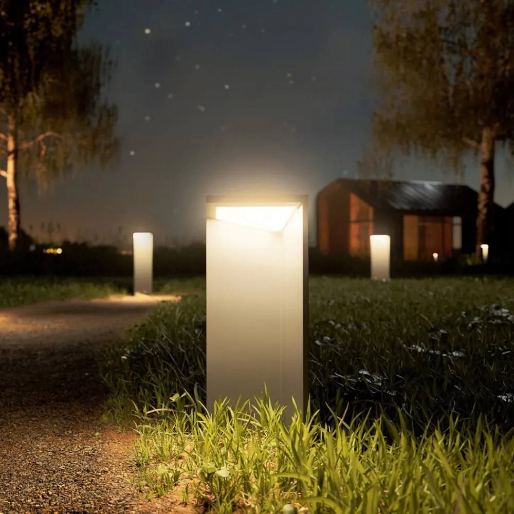 Sigor Solcelle Lampe Med Sensor|Gadebelysning > Genopladelig LED-solcellelampe Nusolar antracit, højde 34 cm