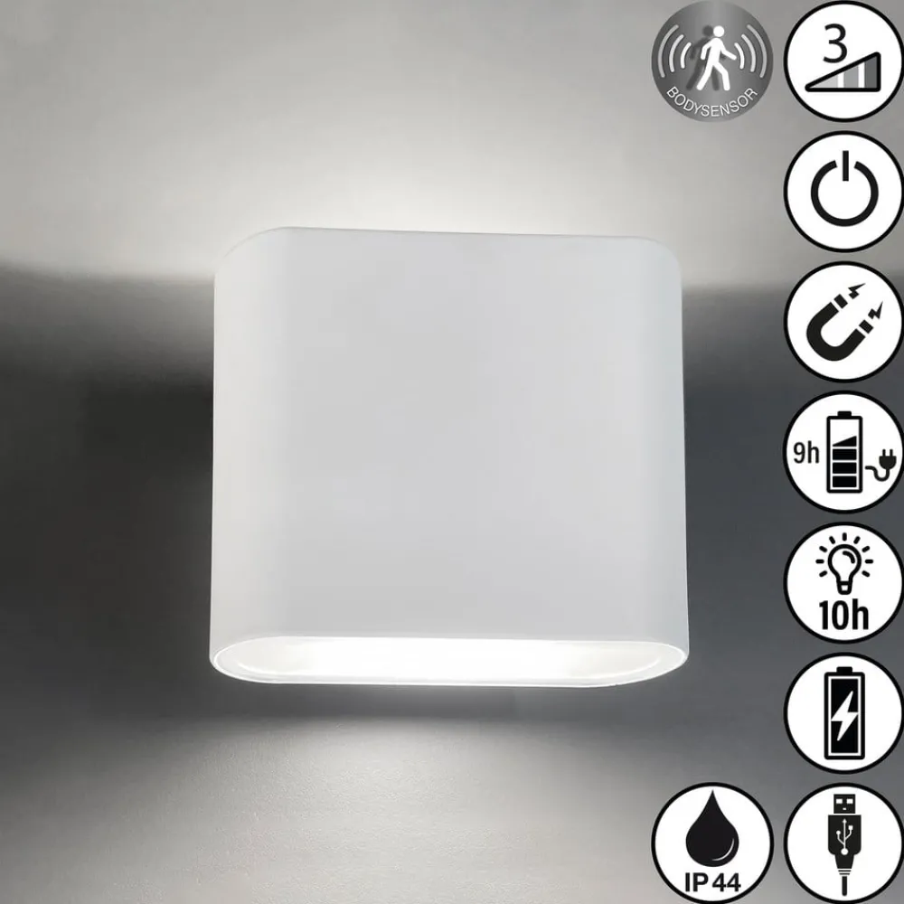 FH Lighting Væglampe Med Sensor > Genopladelig LED-væglampe Magnetics, hvid, op & ned, bredde 10 cm