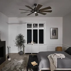 KICHLER Loftventilatorer > Gentry LED-loftventilator, hvid/mørk valnød