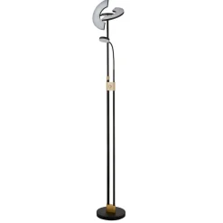 Searchlight Gulvlamper > Gio LED-gulvlampe, satineret messing/sort