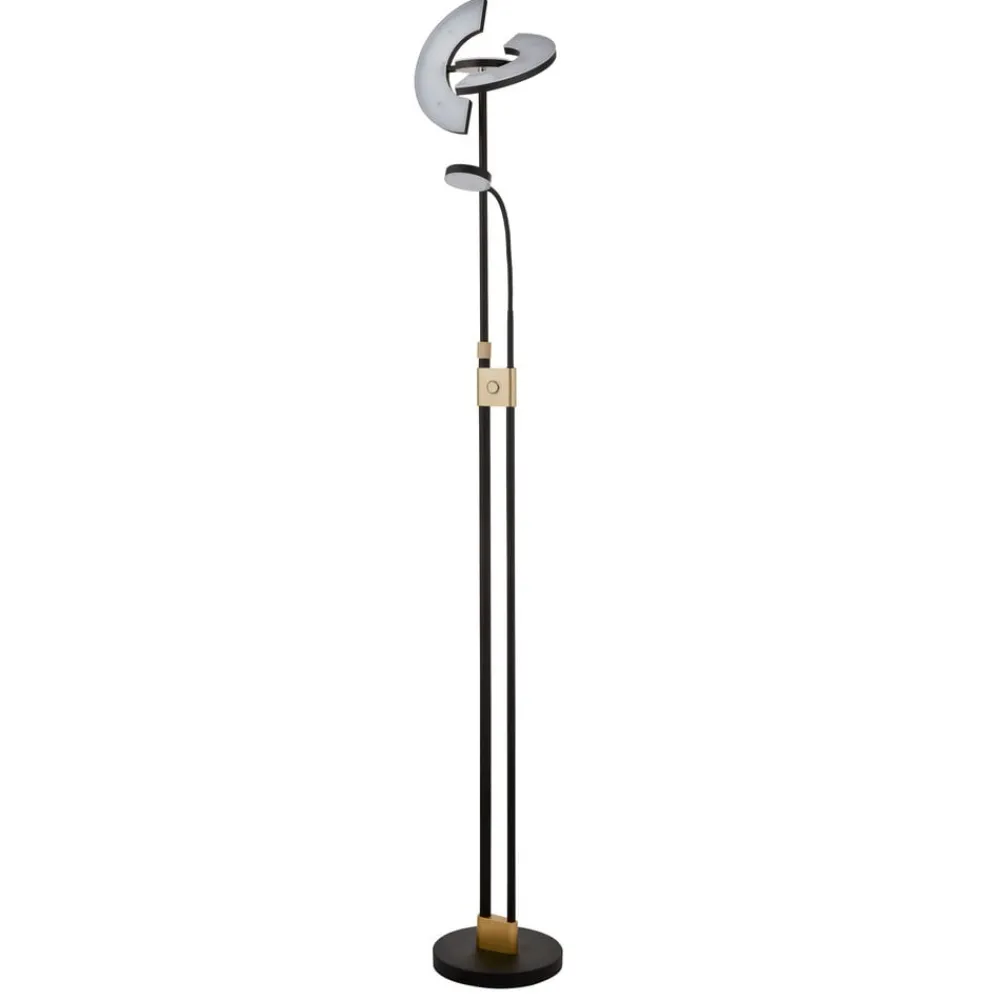 Searchlight Gulvlamper > Gio LED-gulvlampe, satineret messing/sort