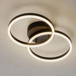 Loftlamper ^ Fabas Luce Giotto LED-loftlampe, 2 lyskilder, sort