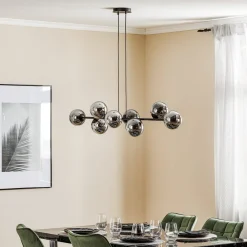 EMIBIG LIGHTING Pendellamper|Pendellamper > Glassy hængelampe, 8 lyskilder, sort, grafit, glas, E14