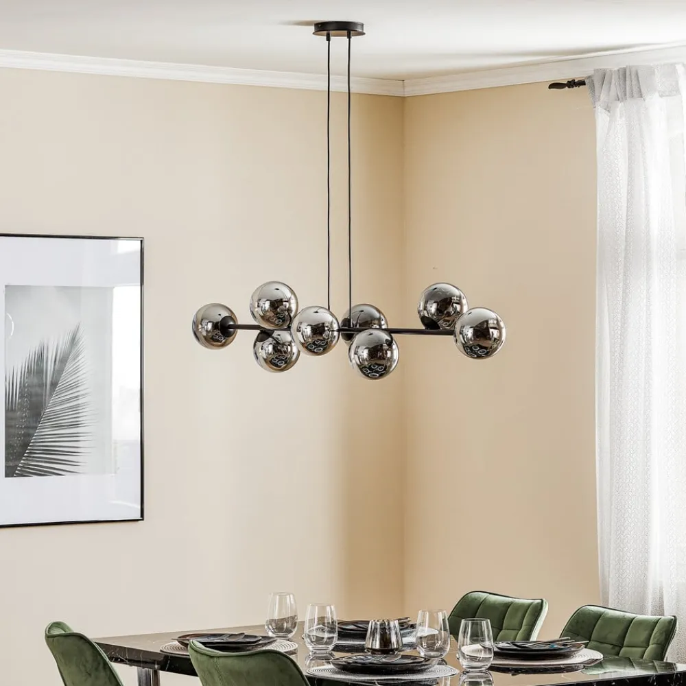 EMIBIG LIGHTING Pendellamper|Pendellamper > Glassy hængelampe, 8 lyskilder, sort, grafit, glas, E14