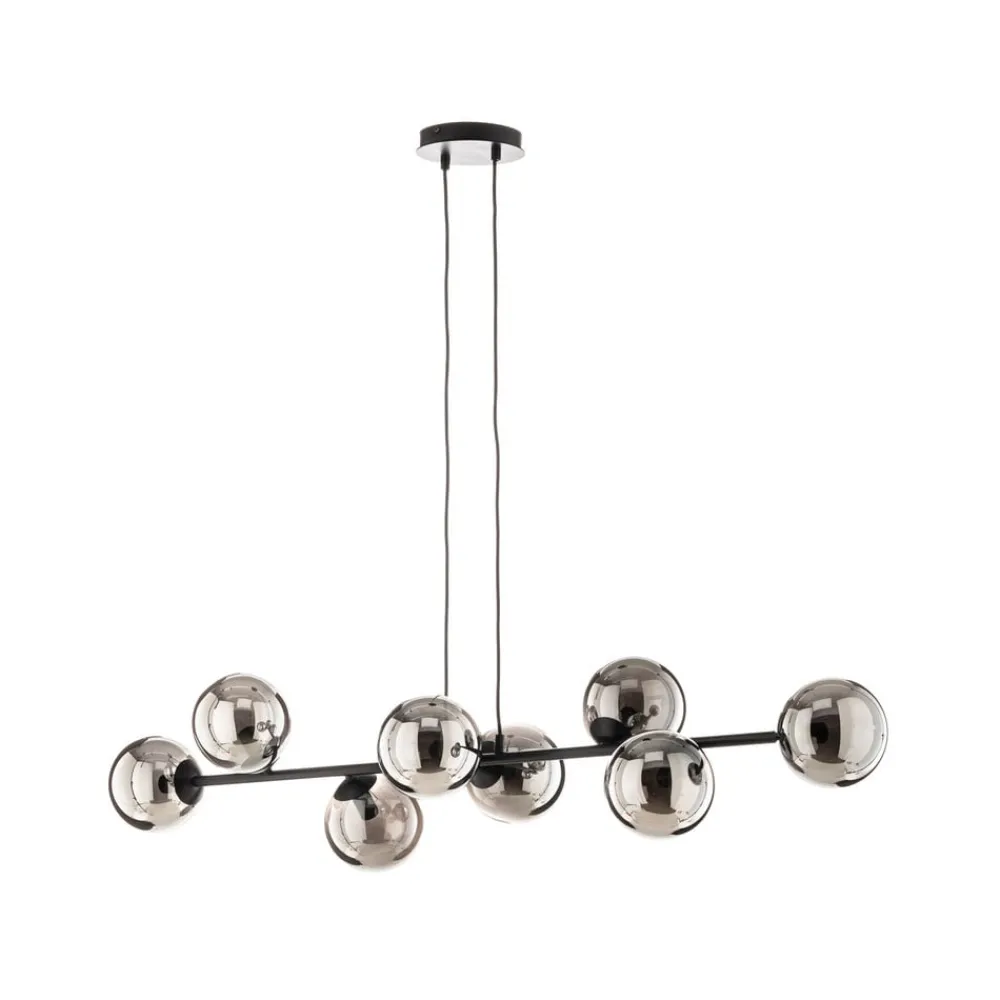 EMIBIG LIGHTING Pendellamper|Pendellamper > Glassy hængelampe, 8 lyskilder, sort, grafit, glas, E14