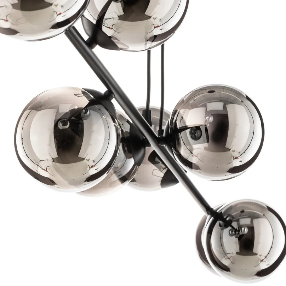 EMIBIG LIGHTING Pendellamper|Pendellamper > Glassy hængelampe, 8 lyskilder, sort, grafit, glas, E14