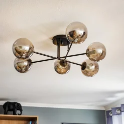Gang|Loftlamper ^ EMIBIG LIGHTING Glassy loftlampe, sort, grafit, glas, 6 lyskilder, E14